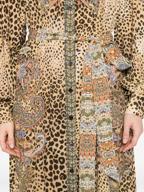 ETRO paisley animal-print midi dress - Brown