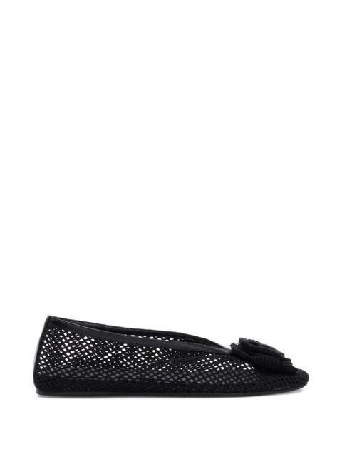 GANNI flower embellishment net ballet flats - Black - zdjęcie produktu nr 1