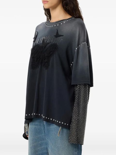 Blumarine butterfly-print T-shirt - Grey