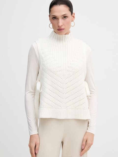 Pedro del Hierro kamizelka z domieszką wełny damski kolor biały ciepły z półgolfem 5502017 - zdjęcie produktu nr 1