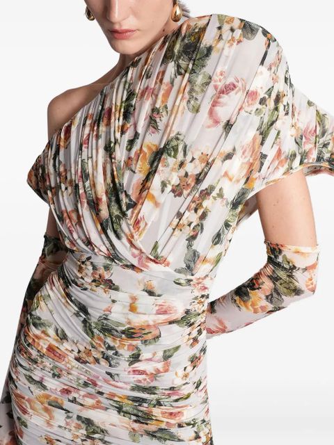 Magda Butrym floral-print ruched mini dress - Neutrals