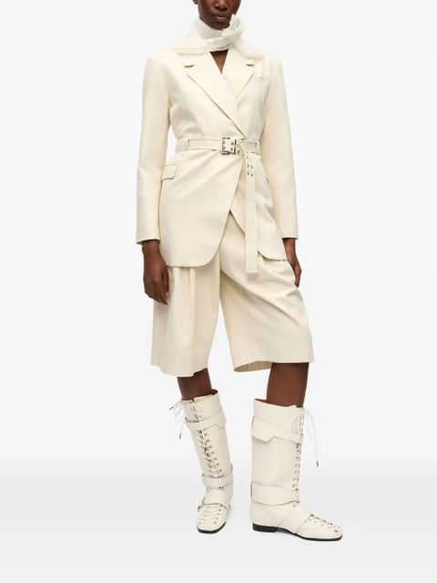 GANNI Belted Melange blazer - Neutrals - zdjęcie produktu nr 2