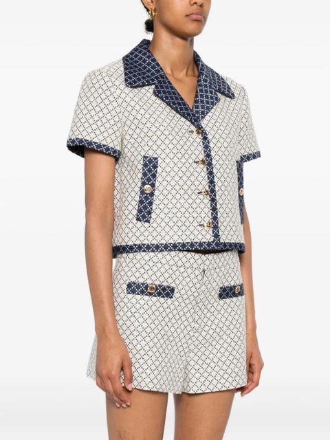 Gucci short-sleeved geometric-pattern jacket - Neutrals