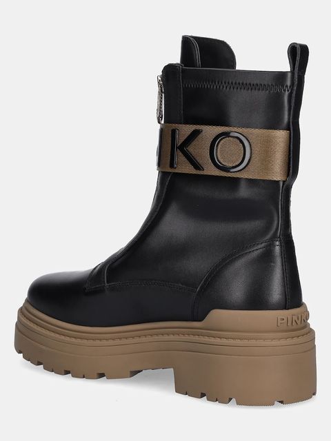 Pinko botki skórzane Mia 13 damskie kolor czarny na platformie SD0219P061Z99