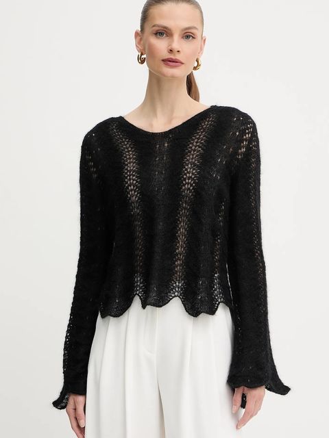 Twinset sweter wełniany damski kolor czarny lekki 252TP3524 - zdjęcie produktu nr 1