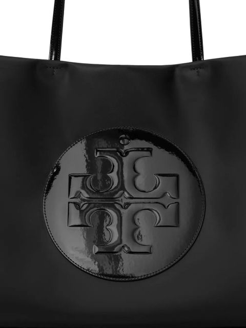 Tory Burch large Ella Patent logo-embossed tote bag - Black