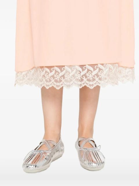 Simone Rocha lace-trim midi skirt - Orange