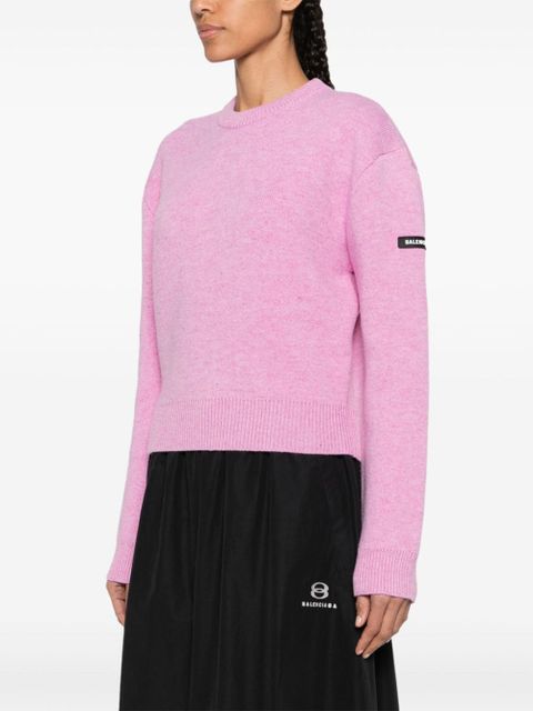 Balenciaga logo-appliqué mélange jumper - Pink - zdjęcie produktu nr 2