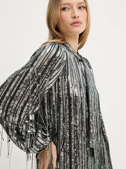 Pinko sukienka kolor srebrny mini prosta 104683 A2DE