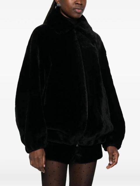 Nour Hammour Plush bomber jacket - Black