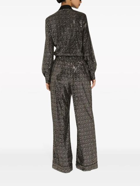 Dolce & Gabbana sequinned wide-leg trousers - Black