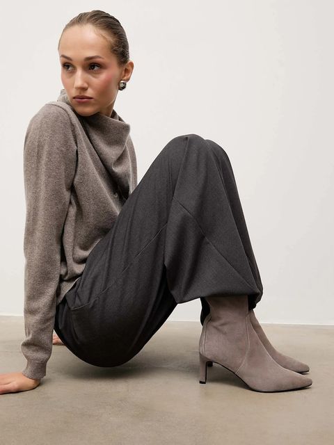 Answear.LAB botki zamszowe kolor szary na słupku