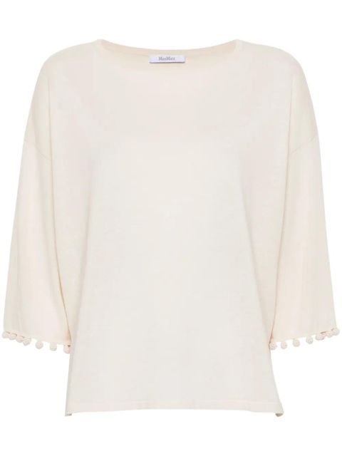 Max Mara Neottia pendant-detail cotton jumper - Neutrals - zdjęcie produktu nr 1