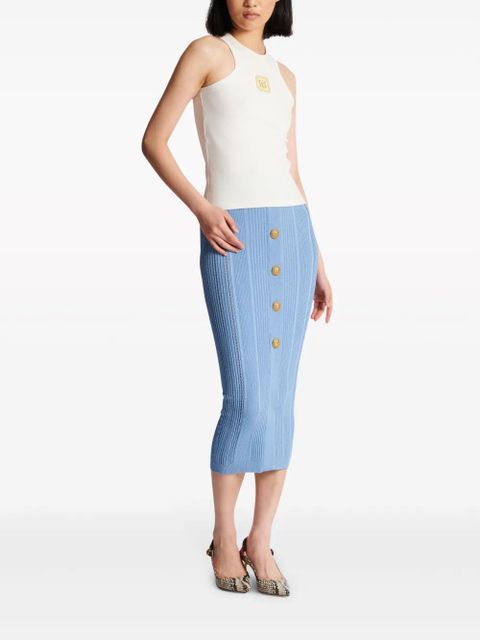 Balmain logo-embroidered tank top - White