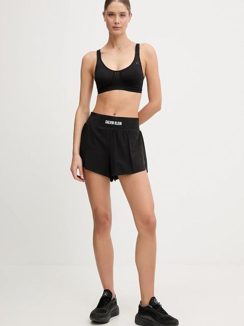 Calvin Klein Performance szorty treningowe damskie kolor czarny gładkie high waist LVGWF5S801
