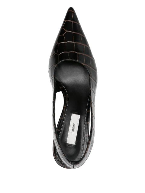 TOTEME 70mm crocodile-effect pumps - Brown