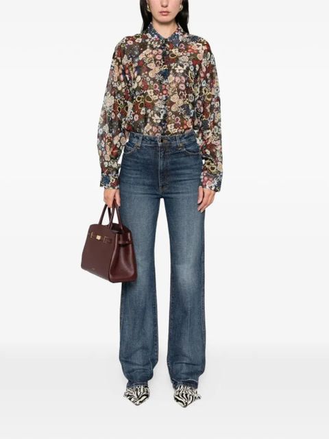 KHAITE Goya floral-pattern shirt - Black