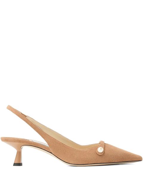Jimmy Choo 45mm Amita pearl-embellished slingback pumps - Neutrals - zdjęcie produktu nr 1