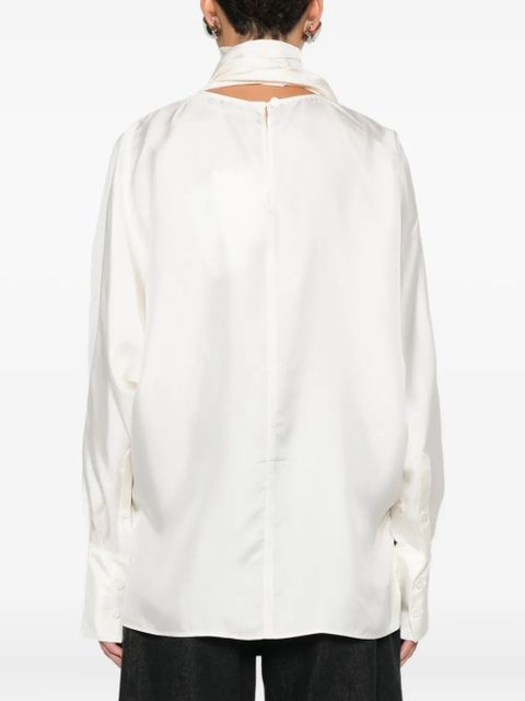 Róhe scarf-detail long-sleeved blouse - White