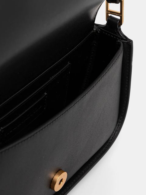 Karl Lagerfeld torebka skórzana K/SIGNATURE kolor czarny A1W30039