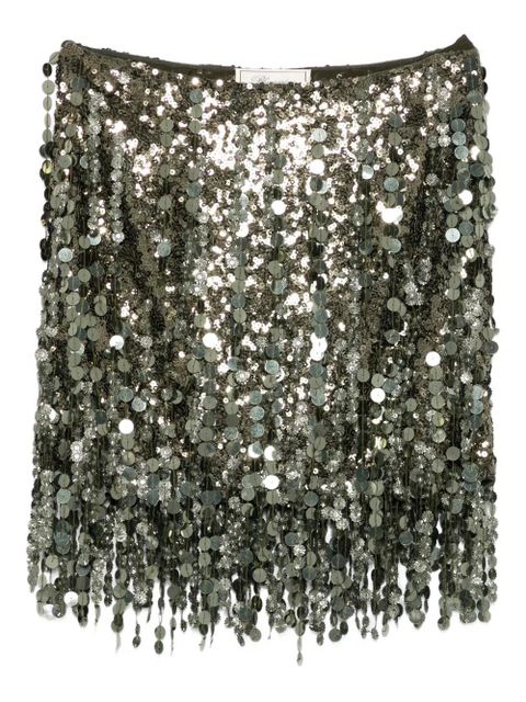 Blumarine sequin-embellished fringe mini skirt - Green - zdjęcie produktu nr 1