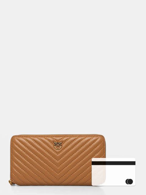 Pinko portfel skórzany damski kolor pomarańczowy