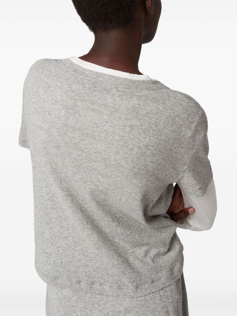 Miu Miu logo-patch T-shirt - Grey