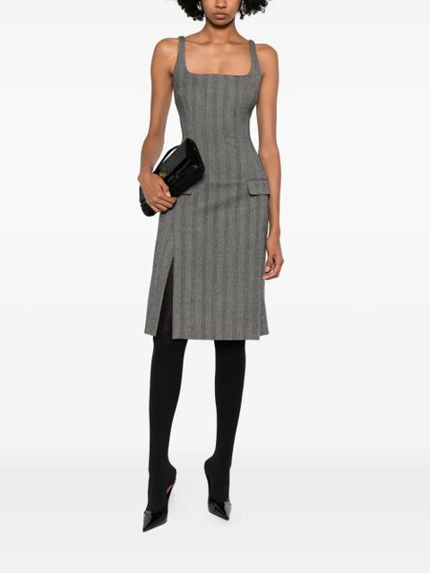 Ferragamo striped pleated midi dress - Grey