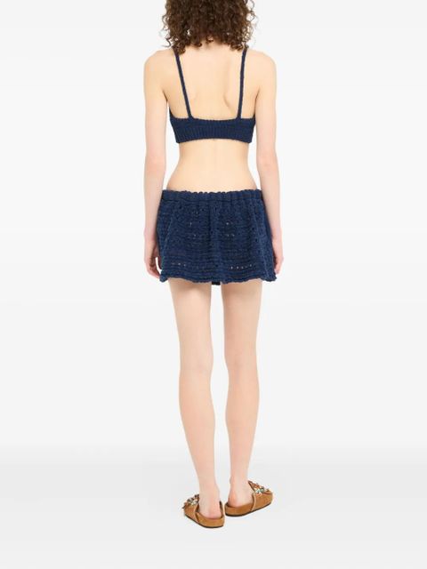 Alanui The Breath Of The Lagoon crochet tassel-detail mini skirt - Blue