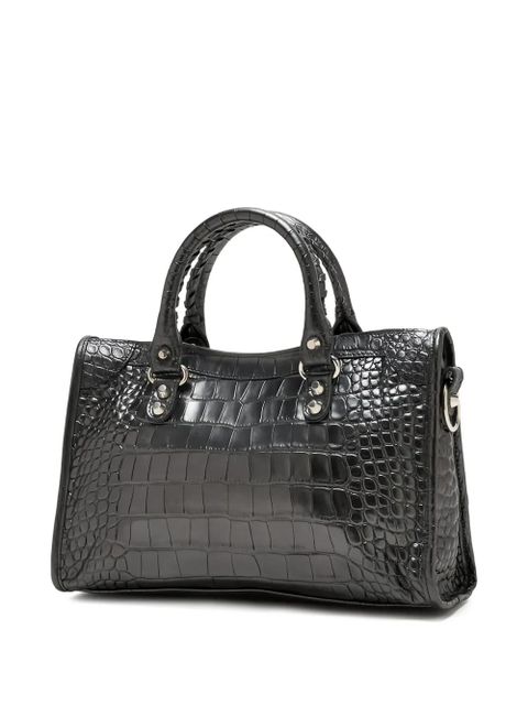 Balenciaga small Le City crocodile-effect zip-fastening tote bag - Black