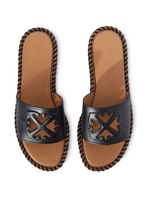 Off-White Twist Arrow-embossed leather slides - Black
