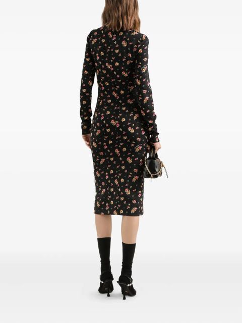 Dolce & Gabbana floral long-sleeve midi dress - Black