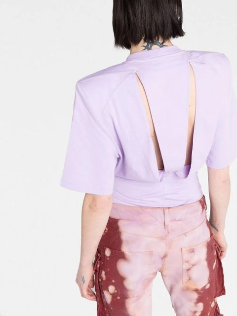 The Attico Jewel cut-out cotton T-shirt - Purple