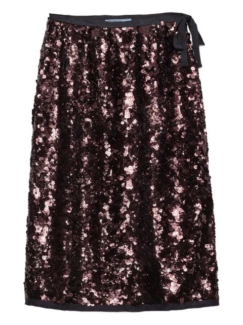 Prada sequin-embellished ribbon-tied skirt - Brown - zdjęcie produktu nr 1