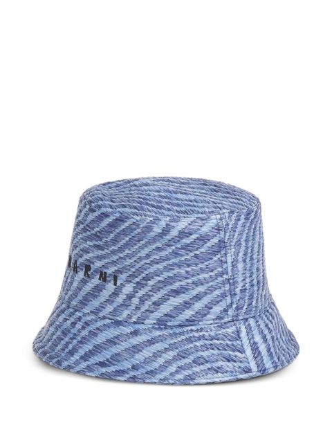 Marni raffia-effect bucket hat - Blue - zdjęcie produktu nr 1