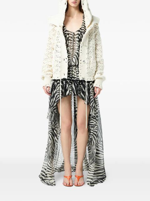Blumarine zebra-print asymmetric dress - White