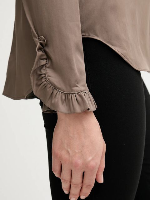 Mos Mosh koszula damska kolor brązowy regular z kołnierzykiem klasycznym 144070