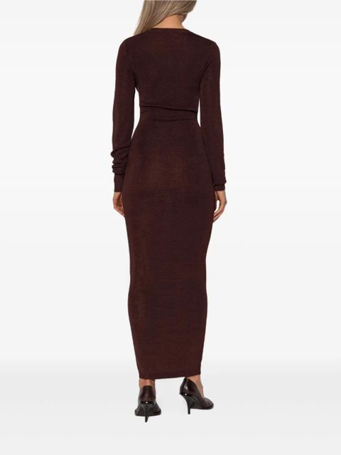ENTIRE STUDIOS v-neck long-sleeve midi dress - Brown