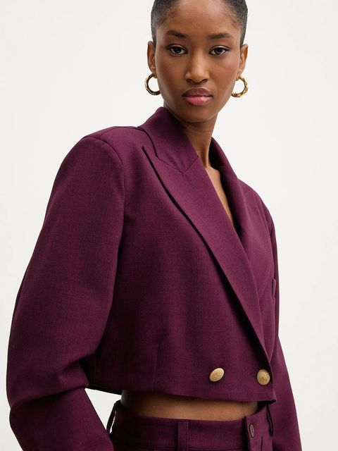 Haveone marynarka kolor bordowy dwurzędowa gładka JSO-P014