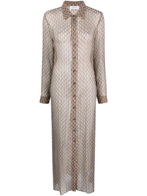 Marine Serre Moon Diamant silk shirt dress - Neutrals - zdjęcie produktu nr 1