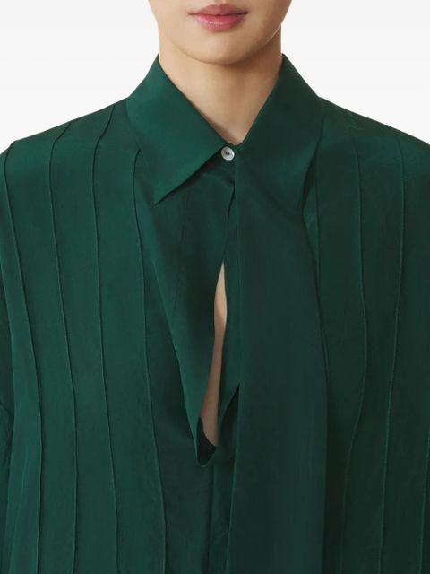 Lanvin pleat-detail silk blouse - Green - zdjęcie produktu nr 2