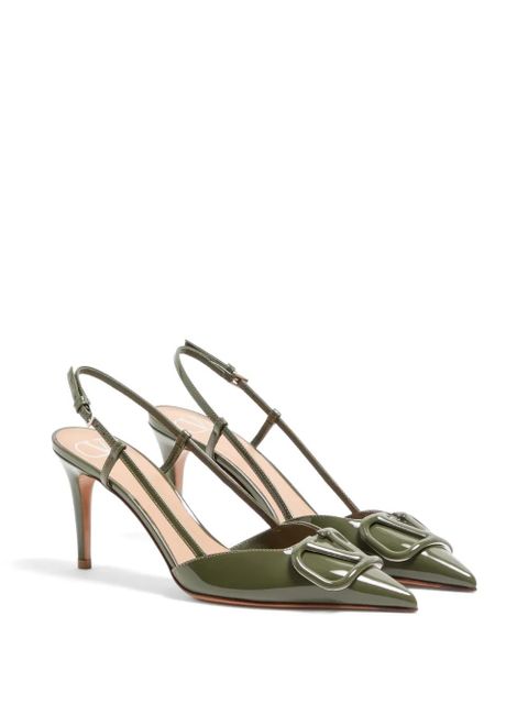 Valentino Garavani VLogo Signature patent-leather slingback pumps 80mm - Green - zdjęcie produktu nr 2