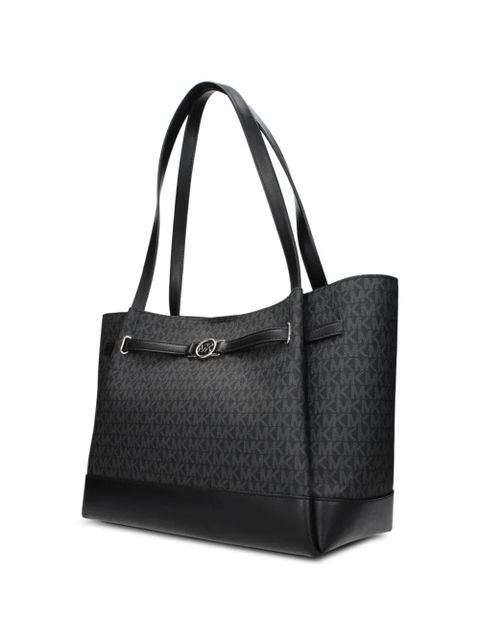 Michael Kors monogram-pattern logo-plaque shoulder bag - Black