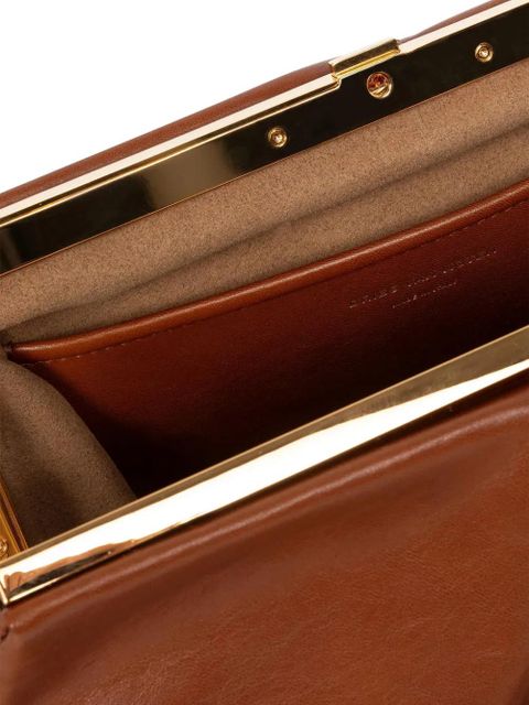 DRIES VAN NOTEN pleated beaded leather clutch bag - Brown