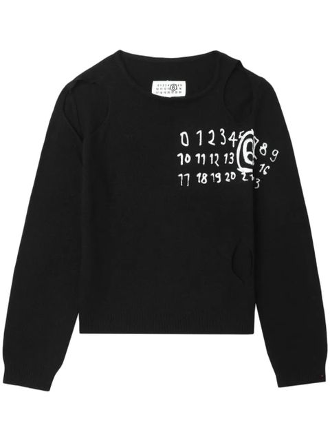 MM6 Maison Margiela numbers-print sweater - Black - zdjęcie produktu nr 1