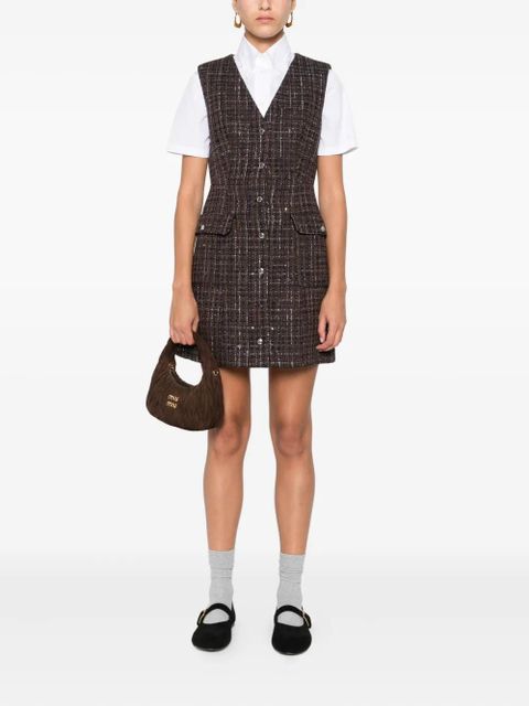 Maje buttoned tweed dress - Brown