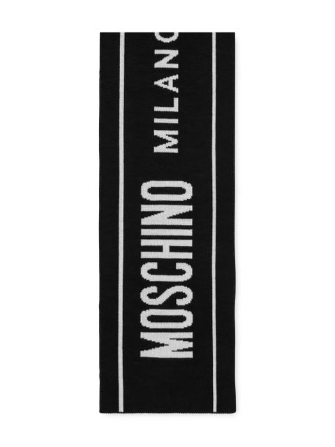 Moschino logo-detail wool scarf - Black - zdjęcie produktu nr 1