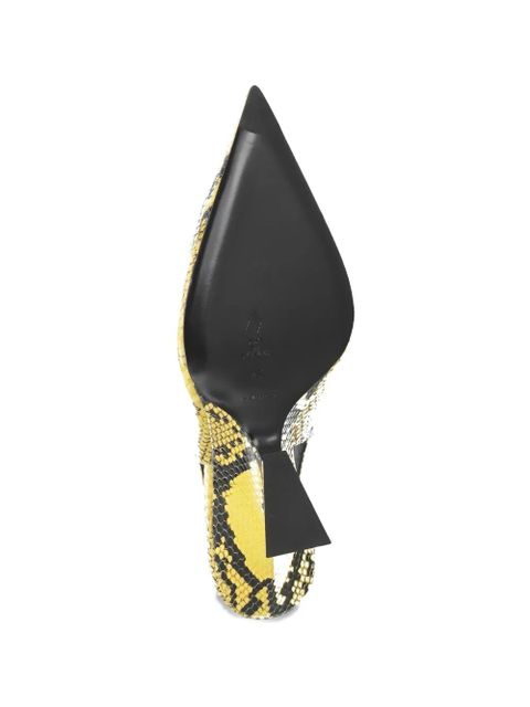The Attico snake-print slingback pumps - Yellow