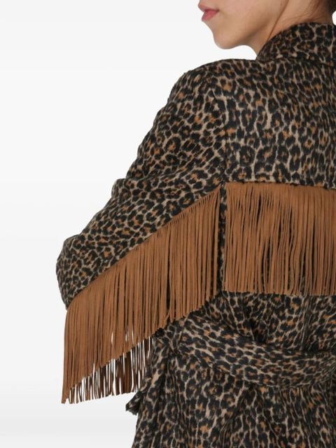 Saint Laurent fringed animal print jacket - Neutrals