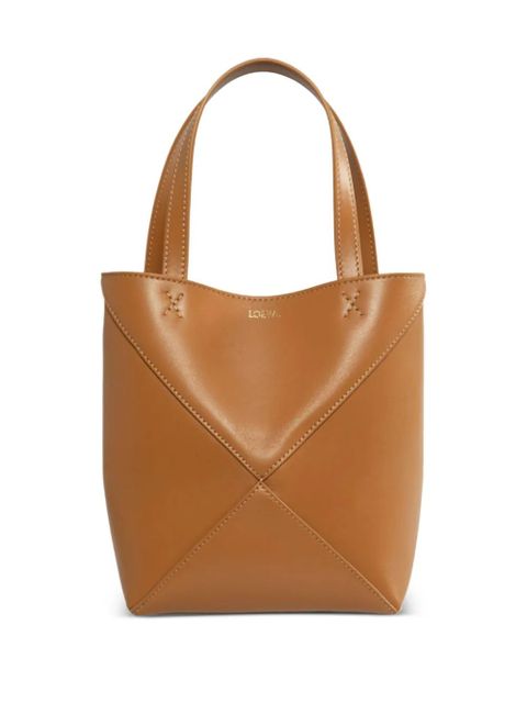 LOEWE mini Puzzle Fold tote bag - Brown - zdjęcie produktu nr 1
